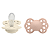Kit com Duas Chupetas Infinity Silicone Areia e Rosa Bebê Tam 1 Bibs - Imagem 1