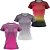 Kit 3 Camisetas Fitness Feminina - Joy - Preto Cinza - Vermelho Amarelo - Imagem 1