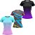 Kit 3 Camisetas Fitness Feminina - Azul Lilás - Ray - Preto Roxo - Imagem 1