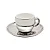 Jogo Xicara Cafe Porcelana Branco e Prata 90 ml Suporte - Imagem 2