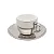 Jogo Xicara Cafe Porcelana Branco e Prata 90 ml Suporte - Imagem 3