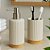 Kit Banheiro em Poliresina com Bambu Bege – Porta Sabonete 250ml + Copo - Imagem 1