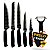 Jogo de Facas 6 Peças Aço Inox Knife Set Preto - Imagem 1
