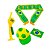 Kit Copa Do Mundo Seleção Brasil Individual Chapéu Cachecol Corneta Bandeira - Imagem 1