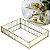 Bandeja Vidro Metal Dourado Porta Objetos Maquiagem 24x18cm - Imagem 1