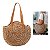 Bolsa Redonda Palha Passeio Praia Forrada Caramelo - Imagem 3