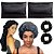 Kit 2 Fronhas de Cetim Touca Longa Touca De Cetim 2 Xuxinhas Scrunchies Preto - Imagem 1