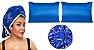 Kit Toalha Estampada + 2 Fronhas + Touca Duplo Cetim - Azul Royal - Imagem 1