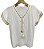 Blusa Manga Curta Bordado Viscolinho - Imagem 3