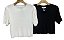 Blusa Manga Curta Vazada Tricot - Imagem 1