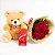 KIT COM PELÚCIA E BUQUÊ DE 12 ROSAS VERMELHAS COM CHOCOLATE LINDT LINDOR MILK - Imagem 1