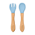 Kit talheres infantil em silicone e bambu buba azul - Imagem 1