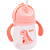 Copo alça e canudo em silicone dino infantil buba rosa - Imagem 1