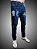 Calça Slim Fit Triple Stitching Jeans Destroyer Blue Stone Tie Dye Rasgada. - Imagem 3