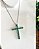 Colar com Crucifixo Cor Esmeralda Folheado em Ródio Branco - Imagem 1