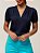 Blusa feminina de malha decote V e manga com franzido - Imagem 2