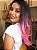 EDIÇÃO LIMITADA - Peruca lace front wig BIANCA  preto com ombre hair rosa repartição livre 55cm - Imagem 2