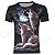 Camiseta Masculina Motivo Lobos Duplos Luz da Lua em 3D Estilo Britânico – Preto (XXL) - Imagem 1