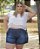 13SHO02-Shorts Tipo pijaminha em jeans 100% algodão Stone - Imagem 1