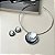 Conjunto Choker de Aro e Brinco Círculo Preto e Branco Folheado no Ródio - Imagem 2