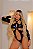 Ref.: 03002 FANTASIA EROTICA BRUXINHA BODY PRETO EM VINIL COM LUVAS TODO RECORTADO - Imagem 1