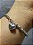 Pulseira corrente e bolinha com pingente de coração prateado Aço Inox - Imagem 1