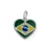 PINGENTE EM PRATA925 - LASER CORAÇÃO COM BANDEIRA DO BRASIL - Imagem 1