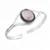 BRACELETE EM PRATA925 - LISO DE PEDRA NATURAL OVAL COM DETALHE VAZADO - Imagem 2