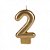 Vela de Aniversário Glitter Dourado 7,5cm Número 2 com 1 unidade - Imagem 1