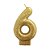 Vela de Aniversário Glitter Dourado 7,5cm Número 6 com 1 unidade - Imagem 1