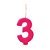 Vela de Aniversário Número 3 Colors Rosa UV com 1 unidade - Imagem 1