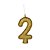 Vela de Aniversário Cintilante Glitter Número 2 Dourada - Imagem 1