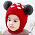 Gorro vermelho de tricô infantil - pompom duplo - forro peluciado - Imagem 1