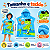 Toalha Poncho Infantil Capuz Dinossauro Azul Praia Piscina - Imagem 2