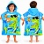 Toalha Poncho Infantil Capuz Dinossauro Azul Praia Piscina - Imagem 1