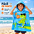 Toalha Poncho Infantil Capuz Dinossauro Azul Praia Piscina - Imagem 4
