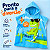 Toalha Poncho Infantil Capuz Dinossauro Azul Praia Piscina - Imagem 7