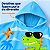 Toalha Poncho Infantil Capuz Dinossauro Azul Praia Piscina - Imagem 10