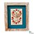 Quadro Divino Espírito Santo com Flores Rústico Encerado Pátina Branca Fundo Azul (24x20x3)cm - Imagem 1