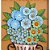 Quadro Decorativo Vaso de Flores Azuis Madeira Luxo (L) - Imagem 3
