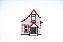 Casa Suculenta Antiga Branco e Vermelho 8x8x9,5 Cm - Imagem 1