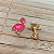 Brinco Infantil Flamingo Resina Rosa - Banho de Ouro 18k - Imagem 2