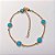 Pulseira 5 Pingentes Azuis c/ Elo Português 22cm - Banho de Ouro 18k - Imagem 1