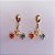 Brinco 3 Estrelas Colors - Banho de Ouro 18k - Imagem 1