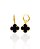 Brinco Argolinha Trevo Resina Preto - Banho Ouro 18k - Imagem 1