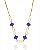 Colar Chocker Elos Trevo Resina Azul Perolado 40cm - Banho Ouro 18k - Imagem 1