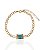 Pulseira Piastrine com Zircônia Quadrada Esmeralda e Micro Zircônias 17cm - Banho de Ouro 18k - Imagem 1