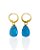 Brinco Argolinha com Pingente Gota Zircônia Azul - Banho de Ouro 18k - Imagem 1