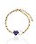 Pulseira Coração Lilás e Zircônia Quadrada Elo Cartier 17cm - Banho de Ouro 18k - Imagem 1