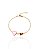 Pulseira Infantil Borboleta Rosa e Coração 15cm - Banho de Ouro 18k - Imagem 1